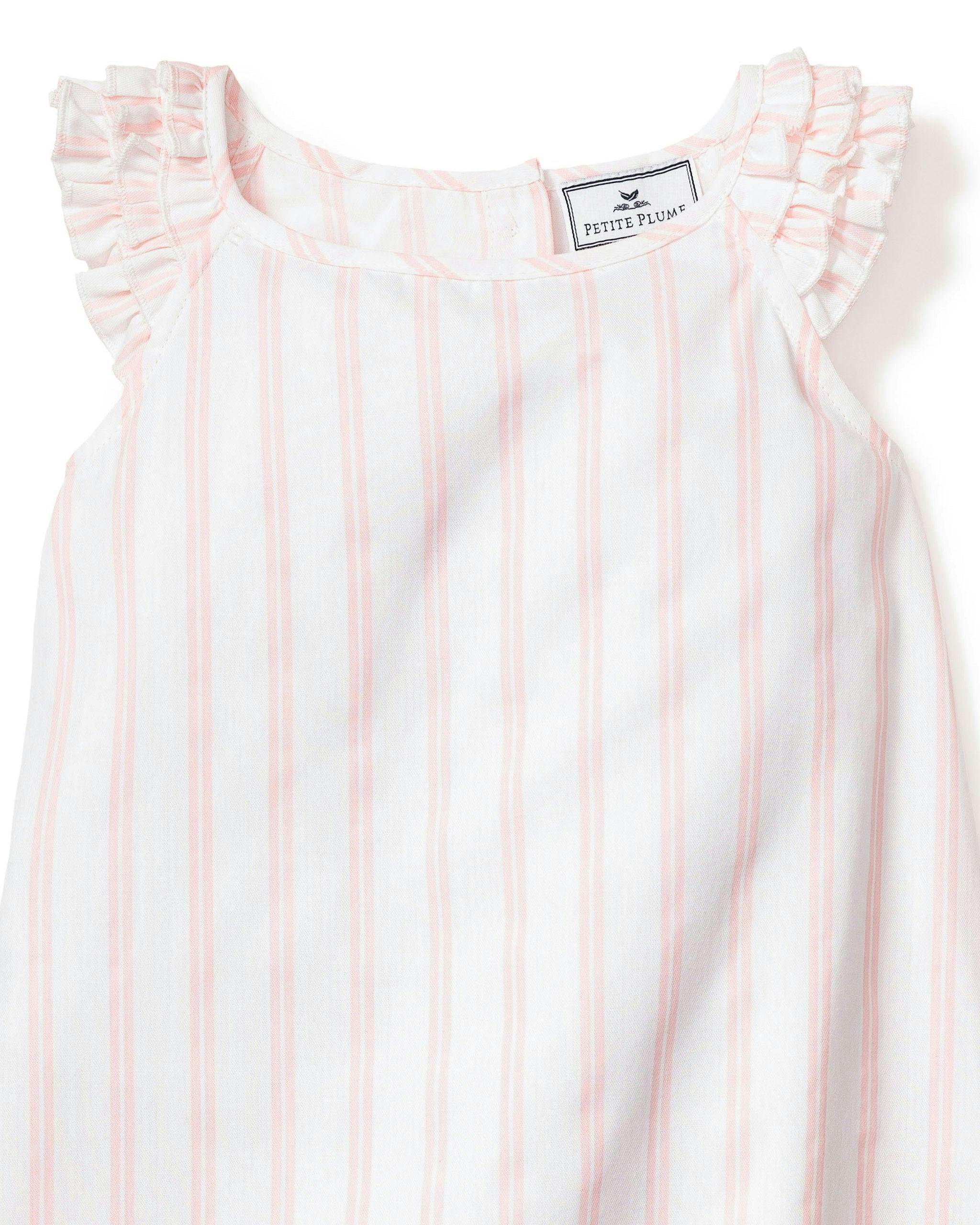 Girl's Twill Amelie Nightgown in Pink Stripe