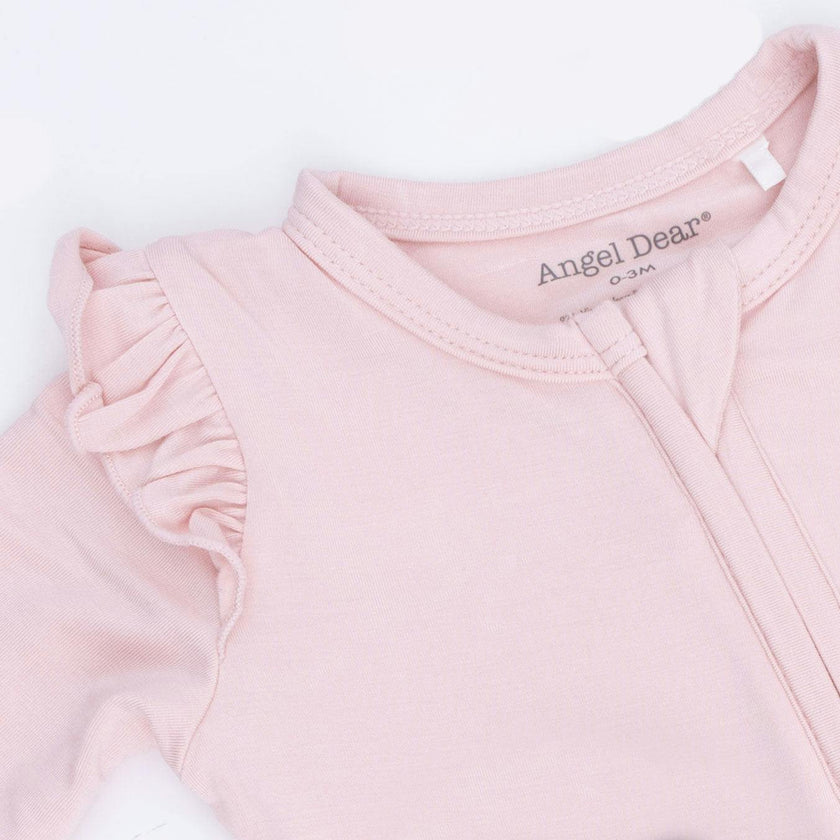 Solid Lotus - 2 Way Ruffle Sleeve Zipper Footie