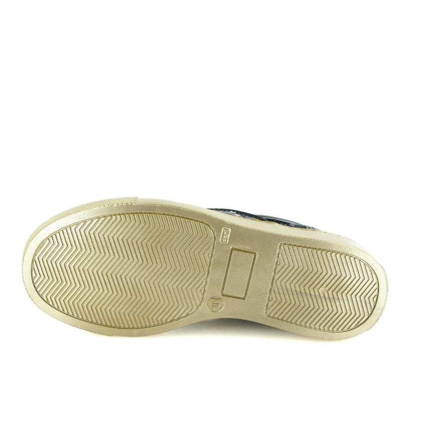 Slip On Patent Leather Sneakers, Black Blue & Yellow