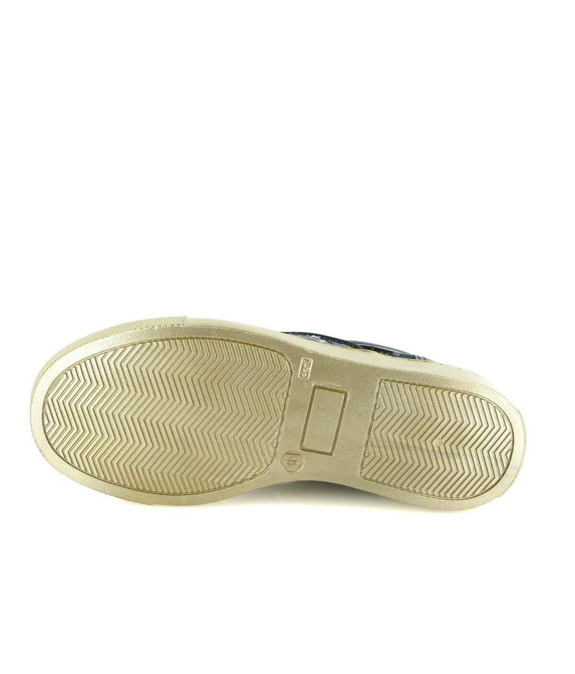 Slip On Patent Leather Sneakers, Black Blue & Yellow