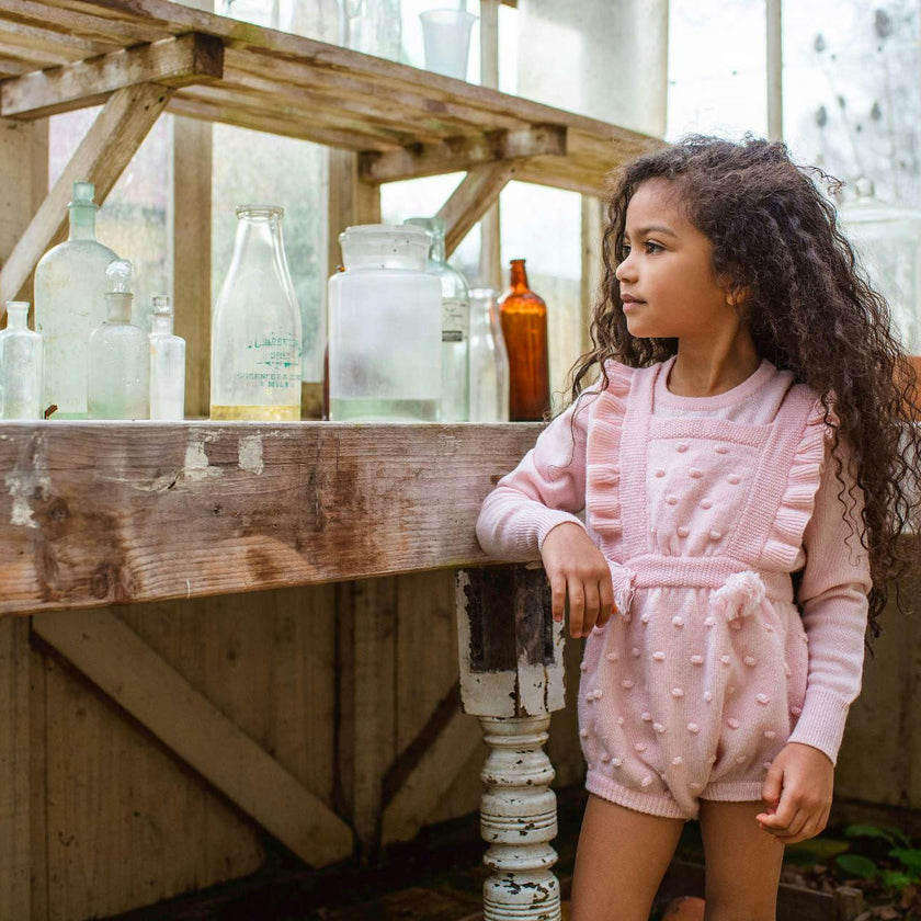 Ruffled Popcorn Romper | cashmere/ merino