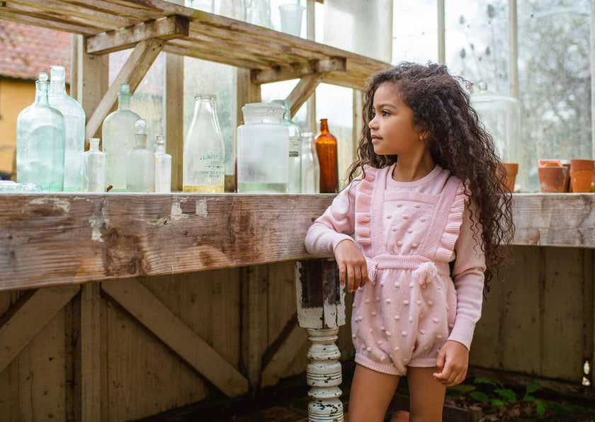 Ruffled Popcorn Romper | cashmere/ merino
