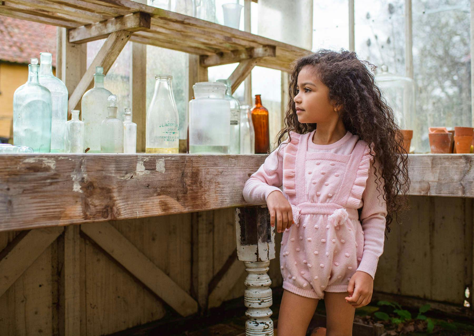 Ruffled Popcorn Romper | cashmere/ merino