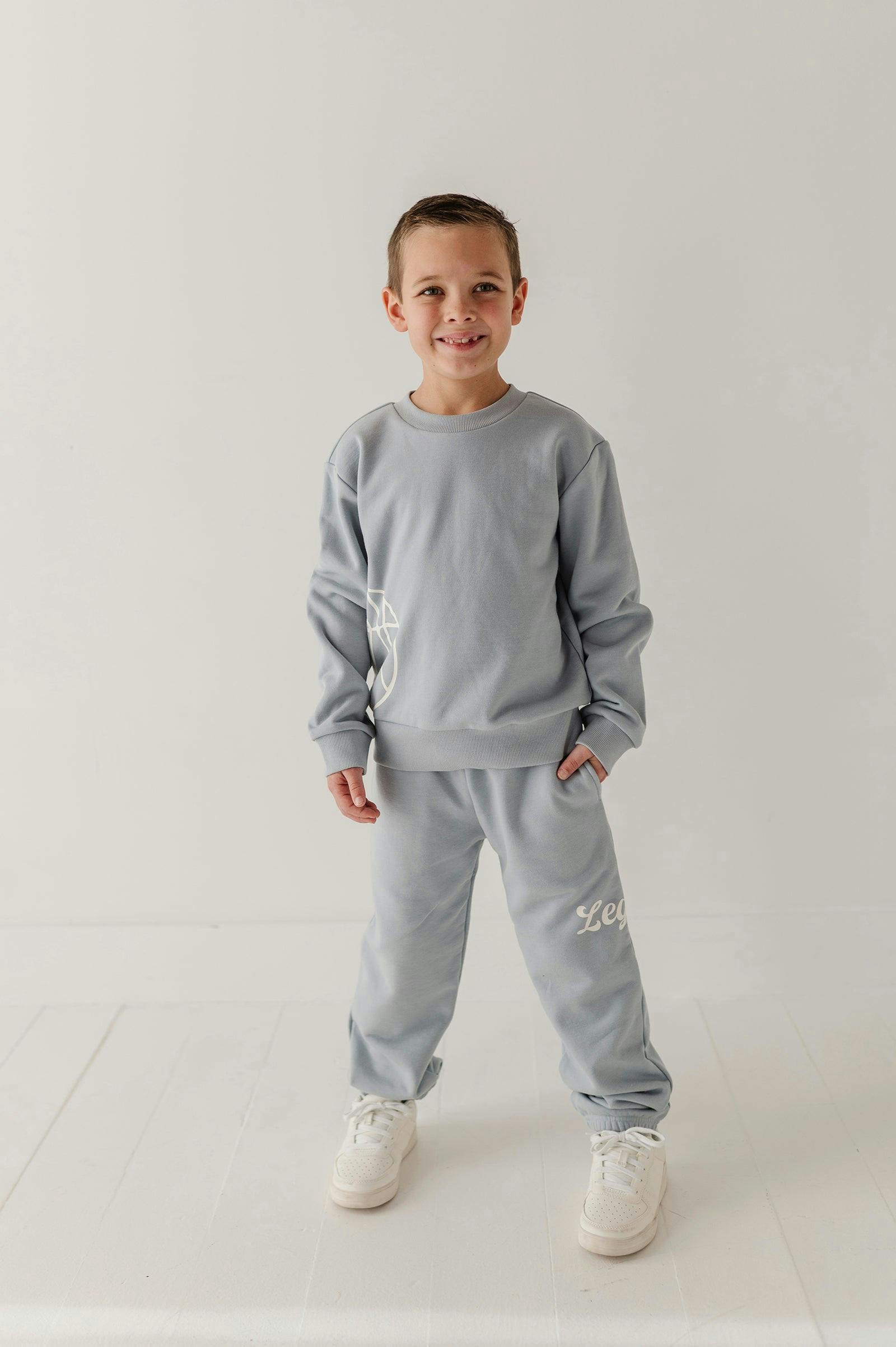 Boys Dario Graphic Sweatshirt in Blue Fog