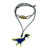 Dinosaur Navy Neon Yellow Necklace