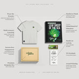 Leaf Sheep Gift Box with Light Gray Peek-and-Discover Kids Tee, Book, and Activities