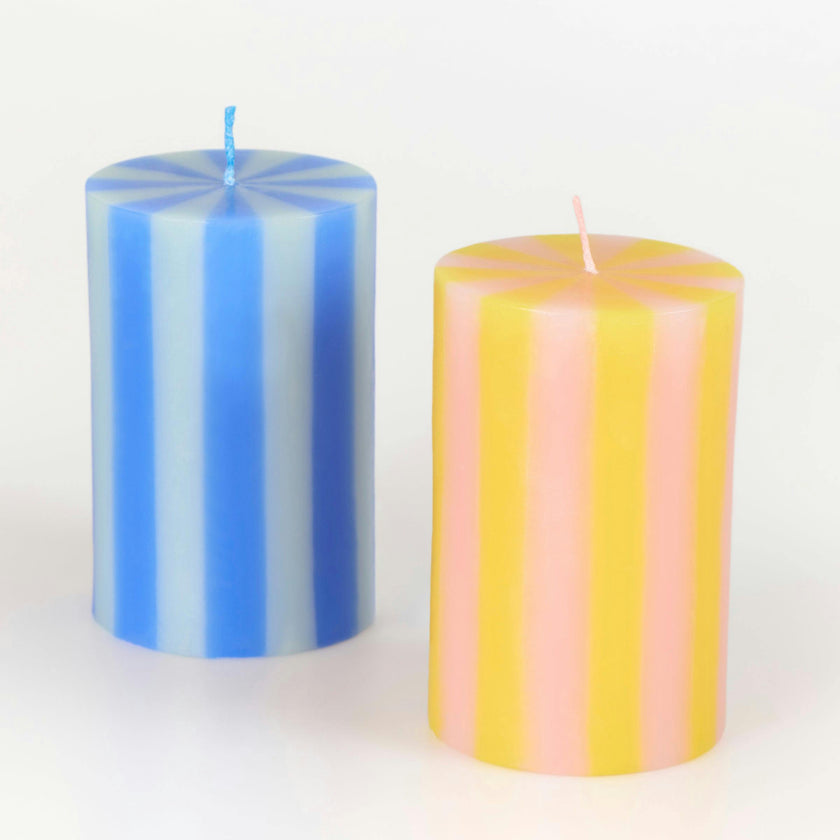Bright Striped Pillar Candles