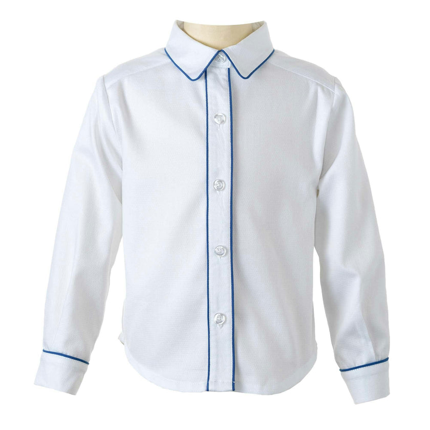 Blue Pique Piped Shirt
