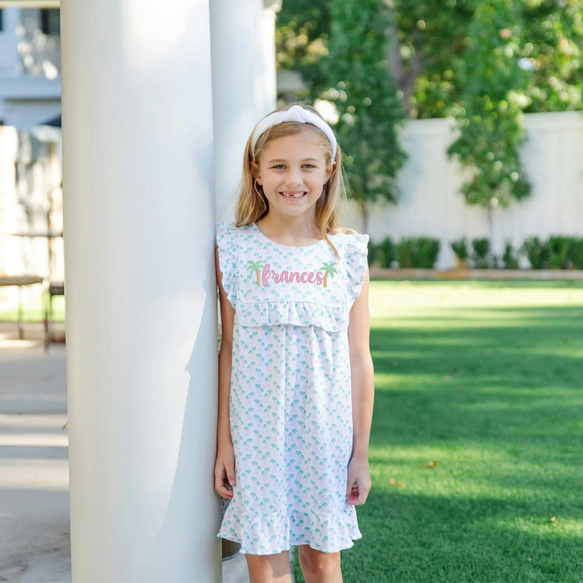 Piper Girls' Dress - Palm Tree Isle Pink