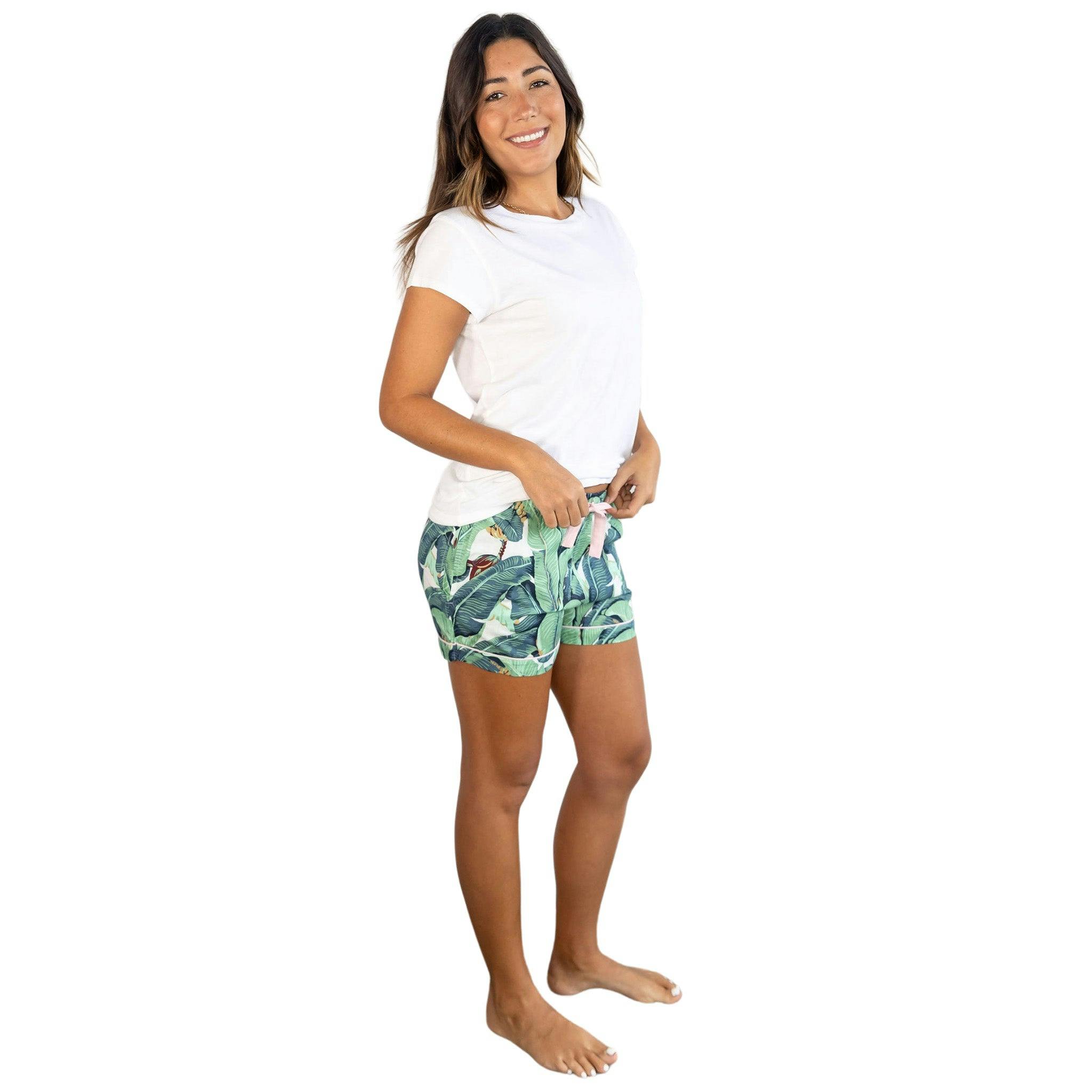 Women's Martinique® Green Banana Leaf Boxer Shorts - Organic Cotton Poplin