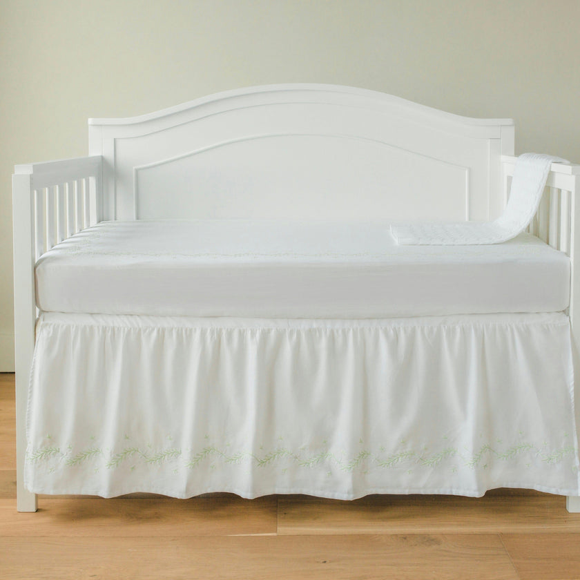 Embroidered Crib Skirt - Meadow