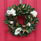 Classic Real Touch White Magnolia All Seasons Front Door Wreath  24"