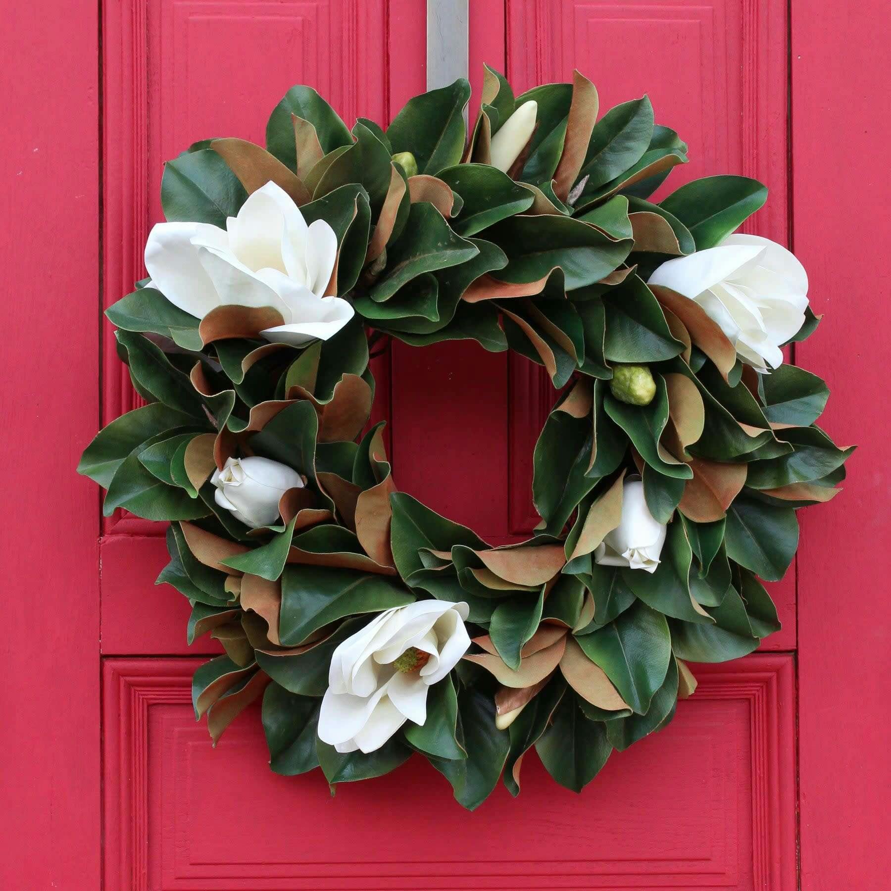 Classic Real Touch White Magnolia All Seasons Front Door Wreath  24