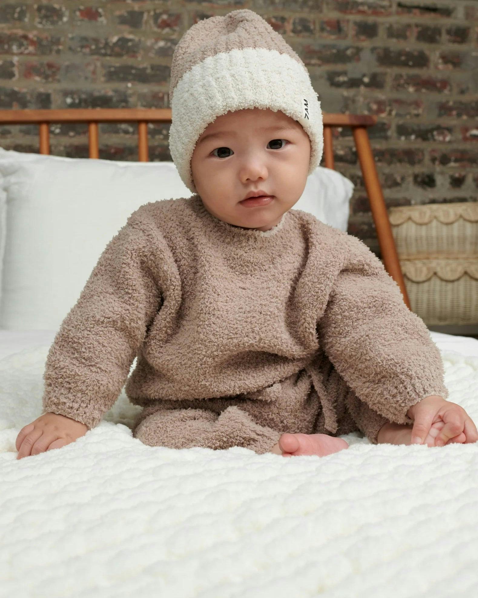 2-Tone Ribbed Beanie - Fuzzy