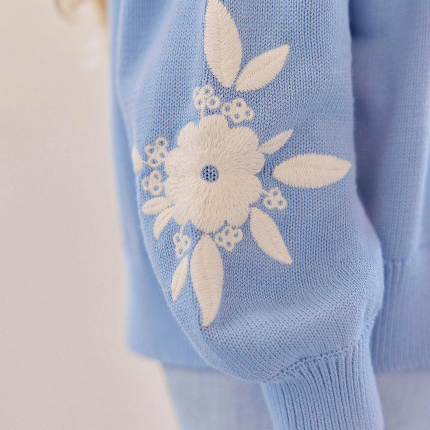 TARTINE ET CHOCOLAT Embroidered Cardigan - Azur