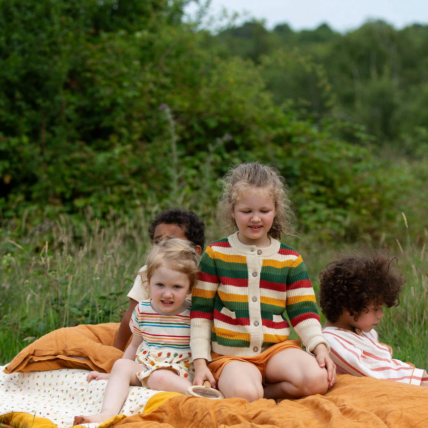 Spring Rainbow Knitted Snuggly Cardigan, Multi
