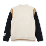 Ivory Varsity-Style Cardigan Jacket