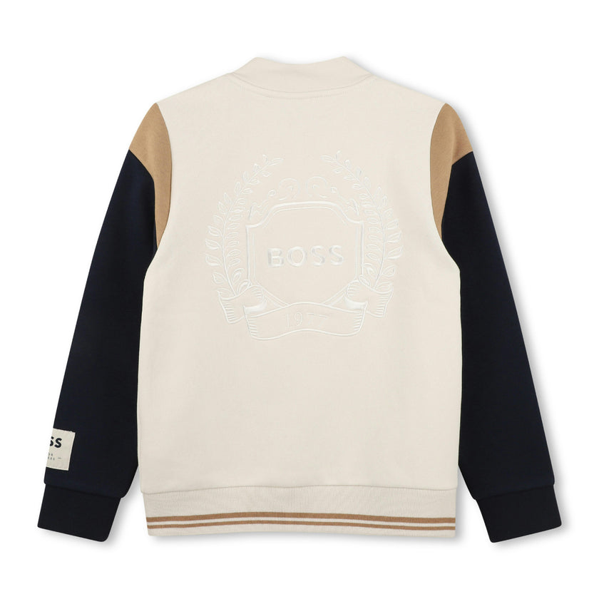 Ivory Varsity-Style Cardigan Jacket