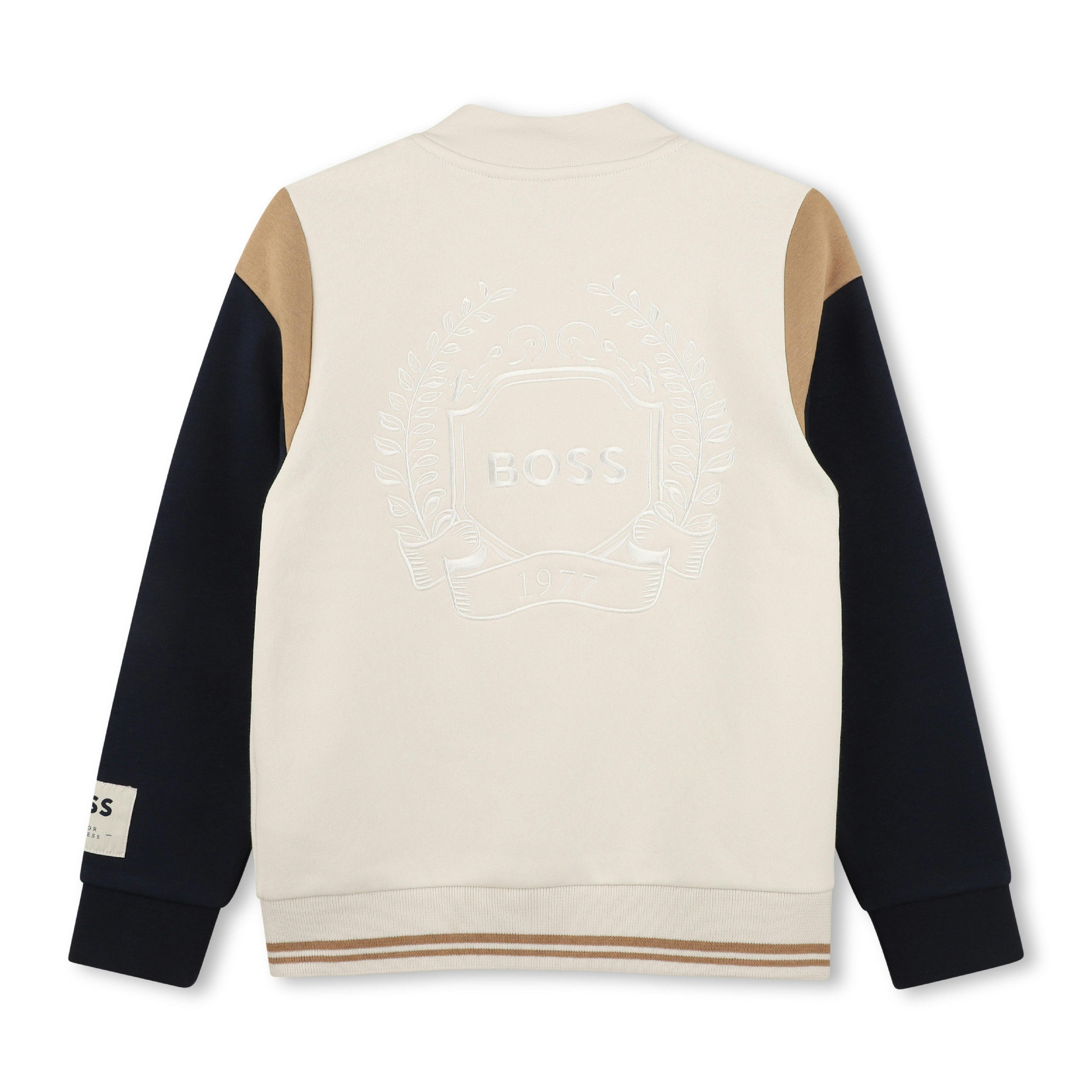 Ivory Varsity-Style Cardigan Jacket