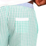 Men's Hepburn Gingham Mint Sleep Shorts - Organic Cotton Poplin