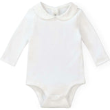 Organic Knit Peter Pan Collar Bodysuit, White