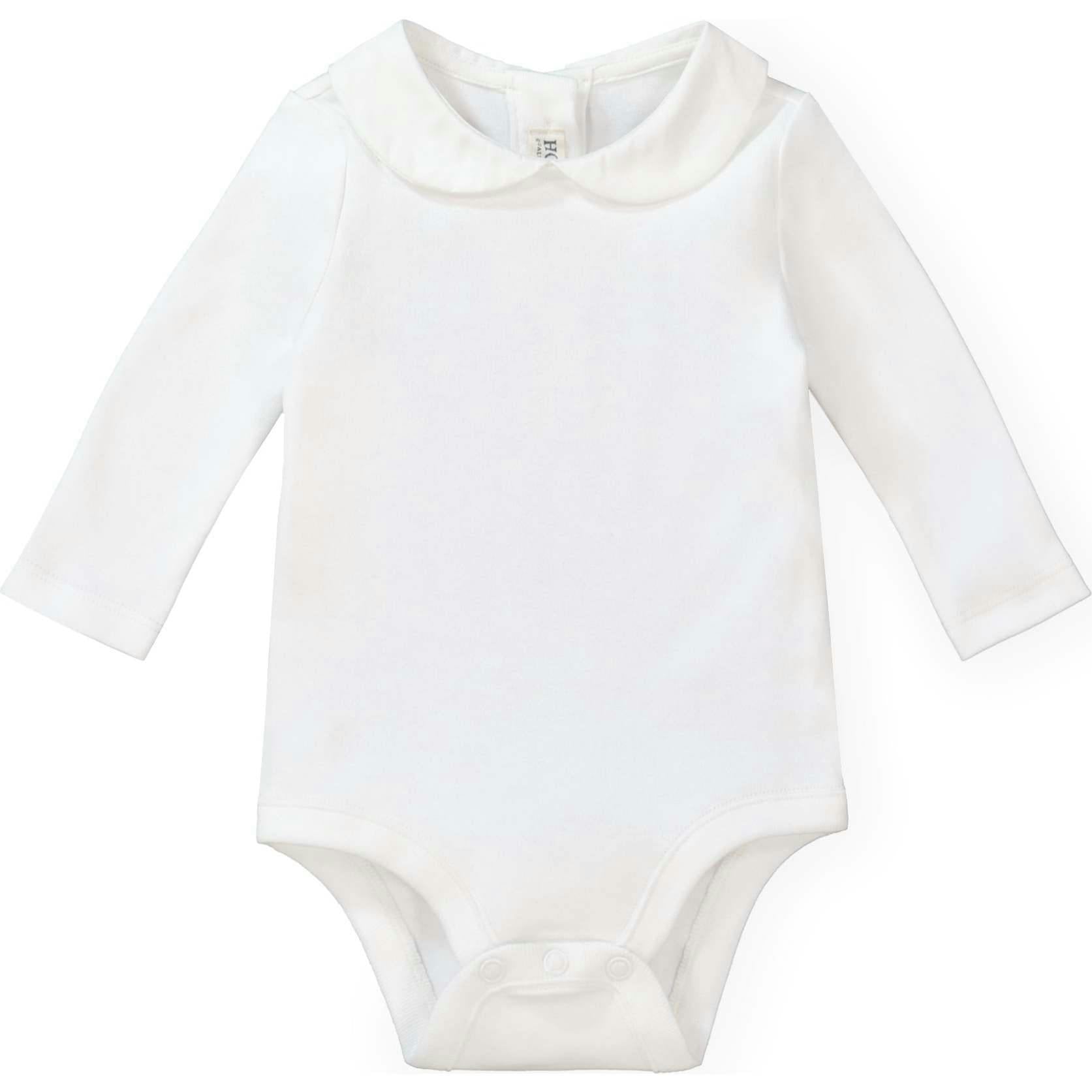 Organic Knit Peter Pan Collar Bodysuit, White