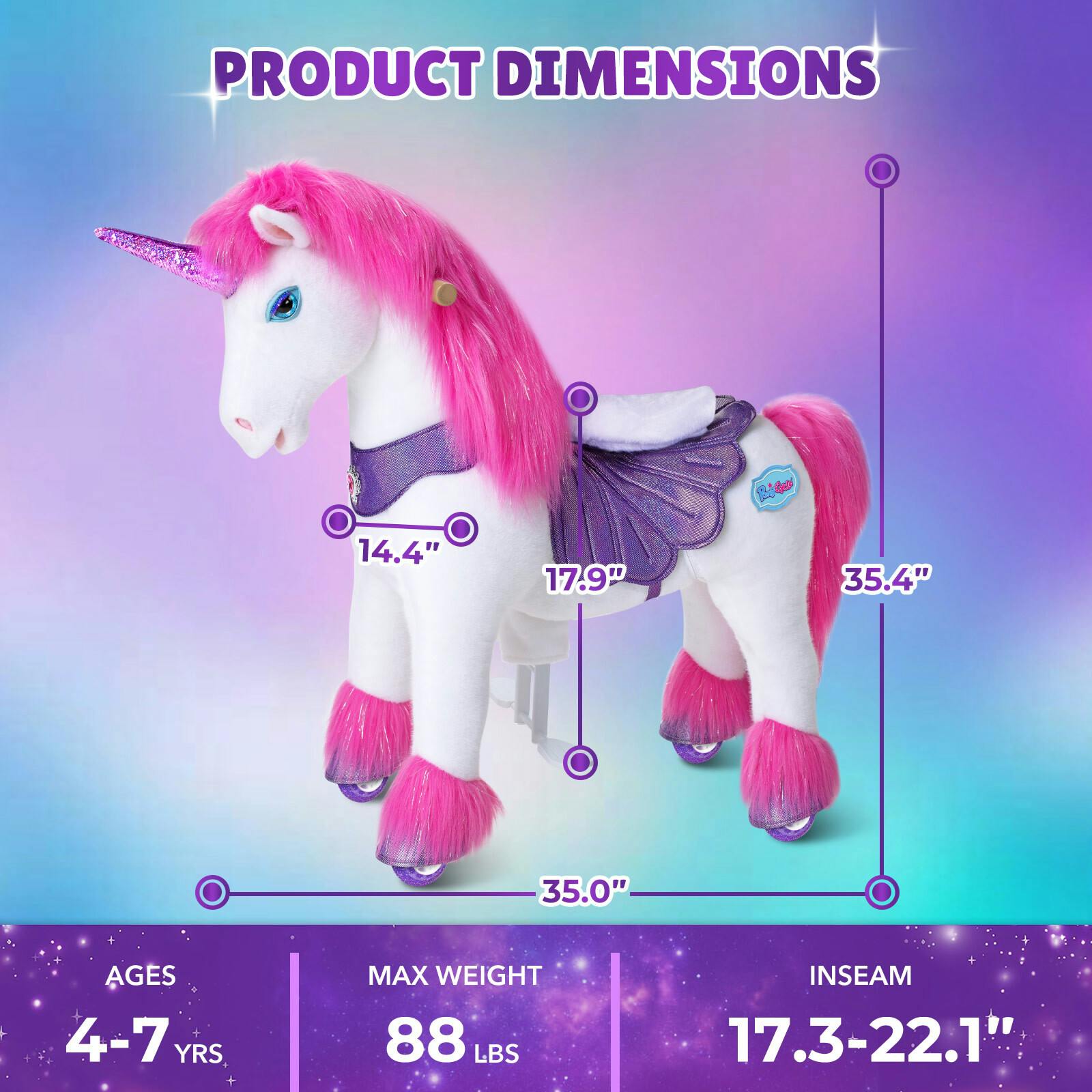 Model Y® Unicorn Ride-On Toy Age 3–4 – Pink/Purple