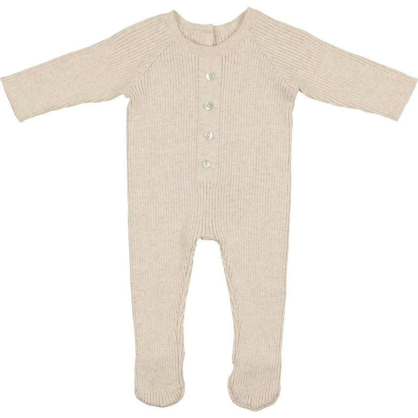 Button Knit Long Sleeve Footie