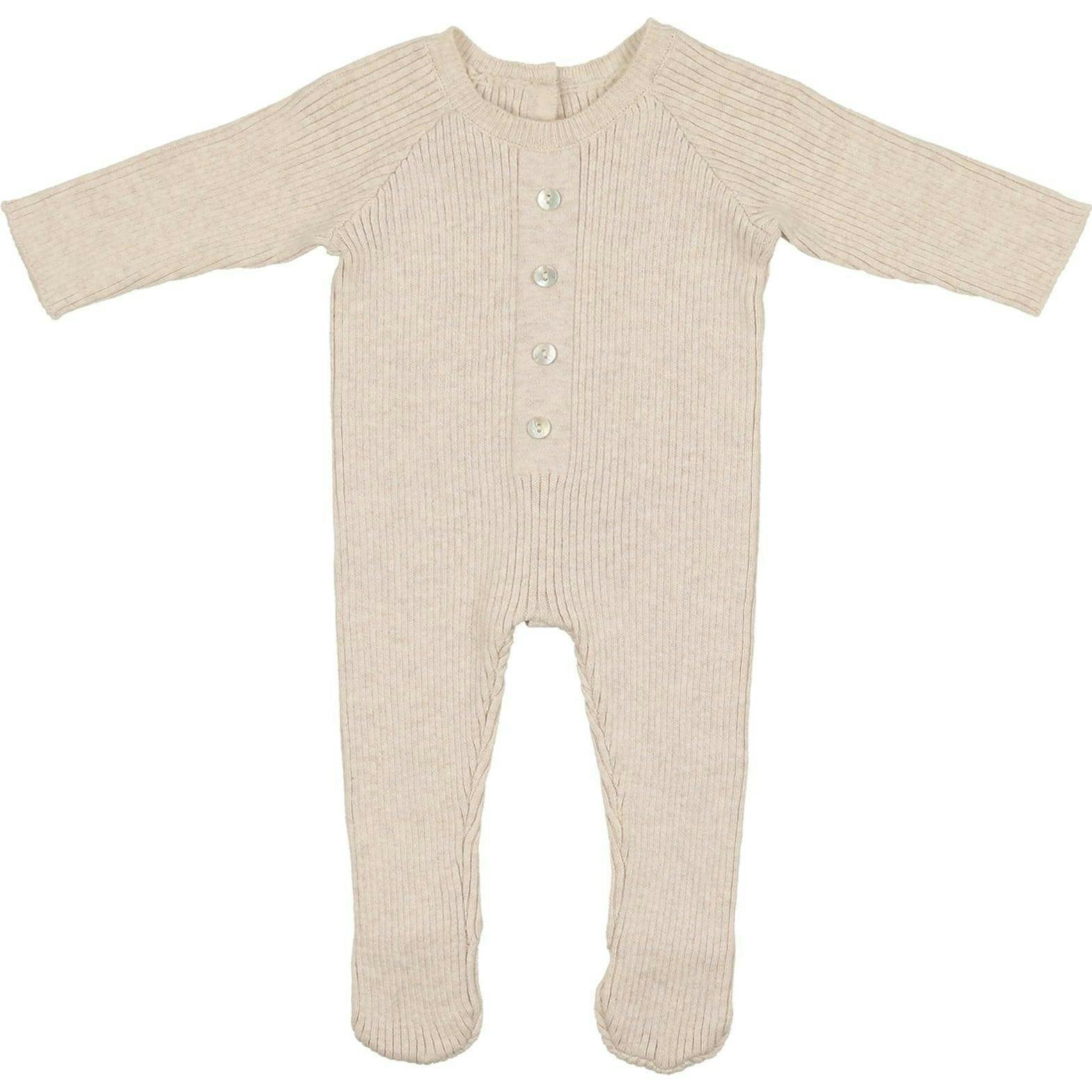Button Knit Long Sleeve Footie