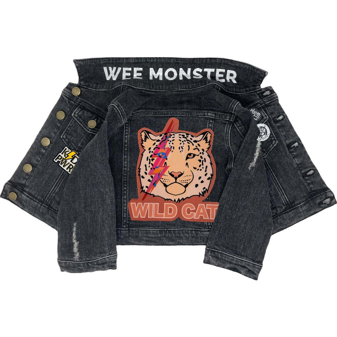 Wild Cat Black Denim Jacket - Unisex for Boys and Girls