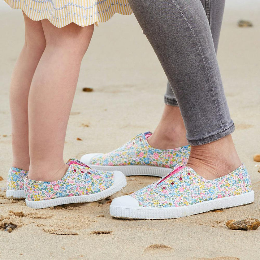 Hampton Canvas Plum Print Plimsolls in Emma Georgina