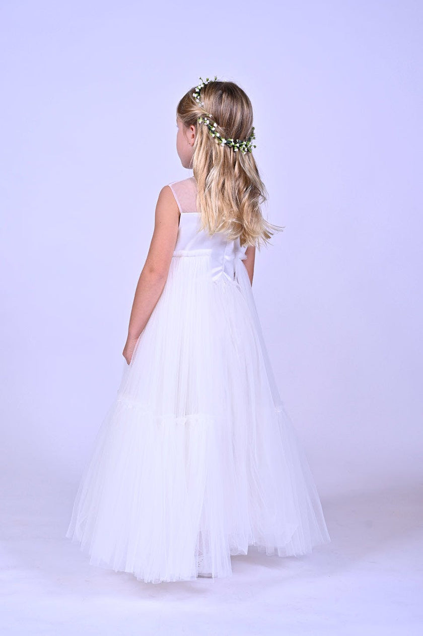 White Embroidered Tulle Dress