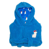 Cozy Switch Robe – Reversible Sherpa & Printed Mink Robe with Appliqué, Blue French Poodles
