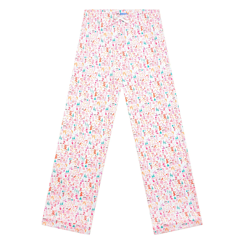 Pink Ski Women's Button Front Long Pajama Set