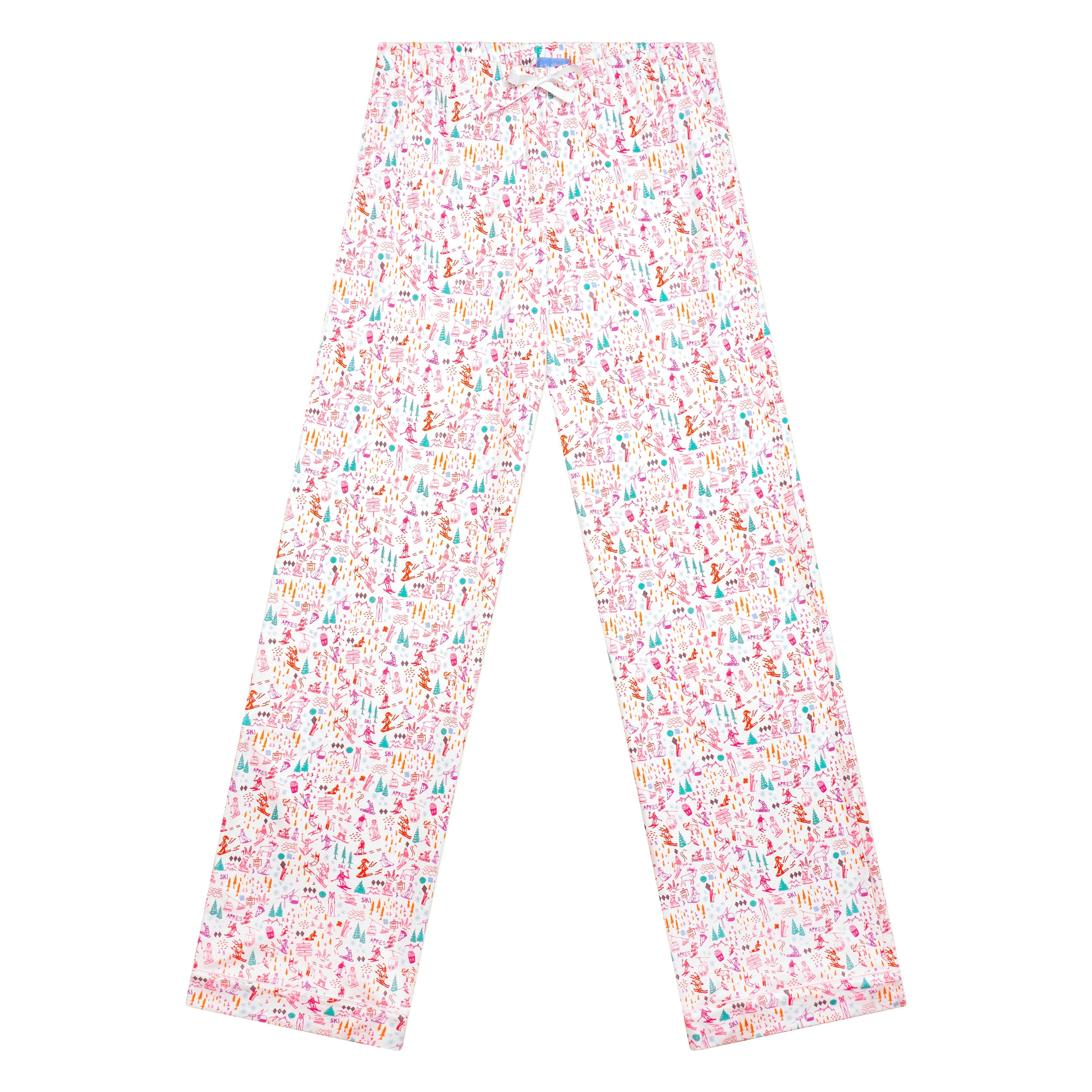 Pink Ski Women's Button Front Long Pajama Set