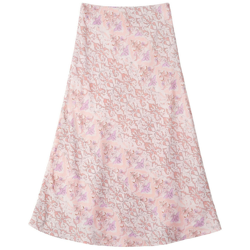 Satin Midi Printed Skirt
