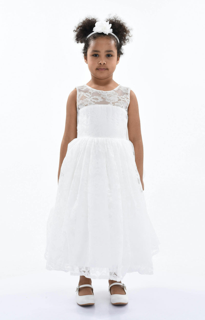 White Rossemere Lace Embroidered Tulle Dress