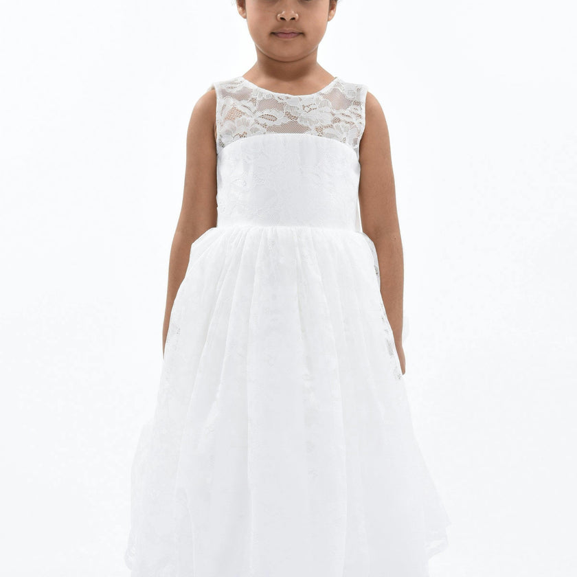 White Rossemere Lace Embroidered Tulle Dress