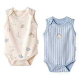 Beige and Blue Dino Bodysuits
