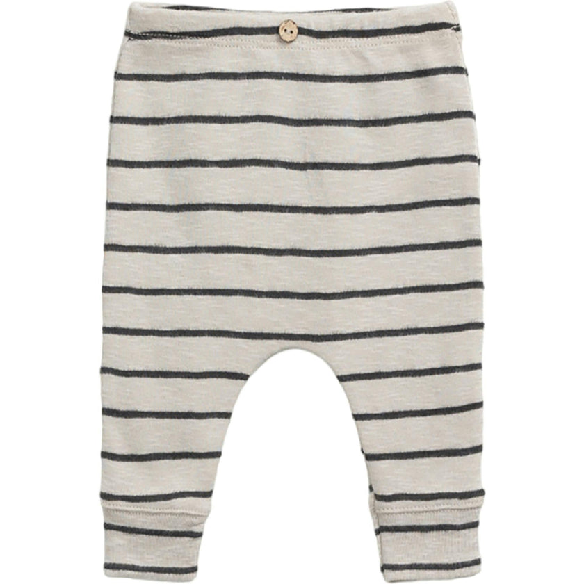 Abstract Striped Elastic Waistband Coconut Button Leggings