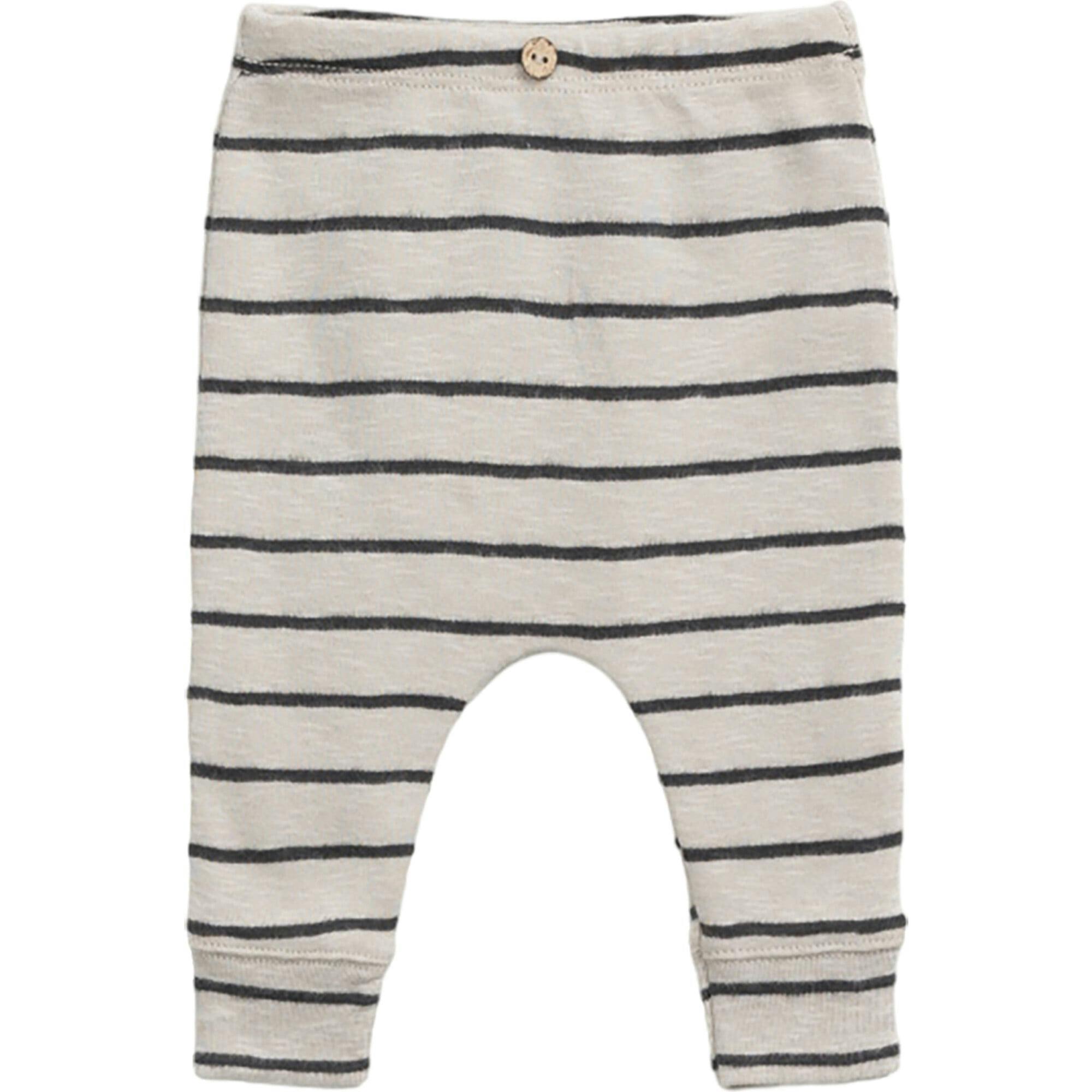 Abstract Striped Elastic Waistband Coconut Button Leggings