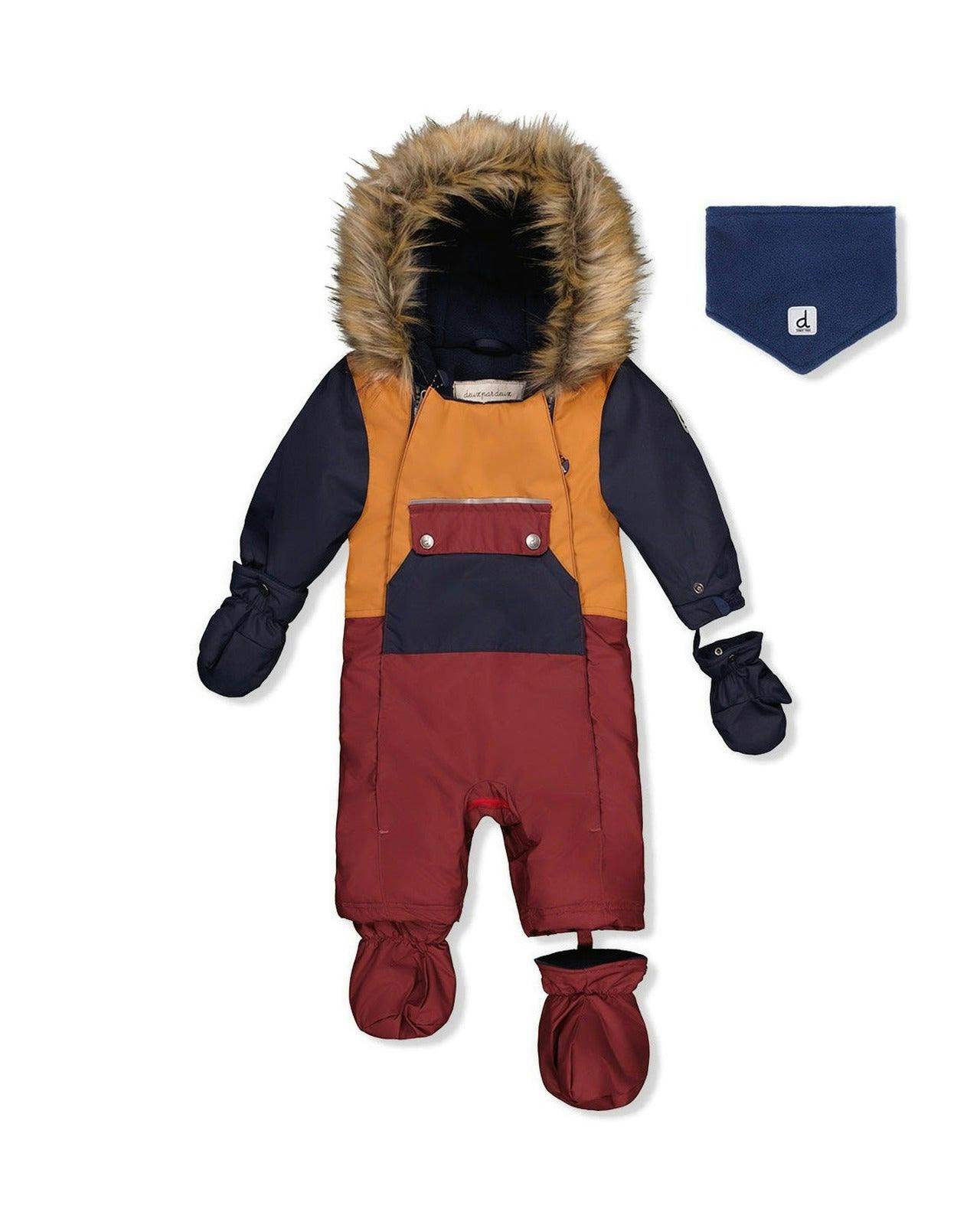 Baby One Piece Snowsuit Adapted For Car Seats Burgundy