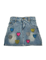 Sparkle Heart Denim Skirt