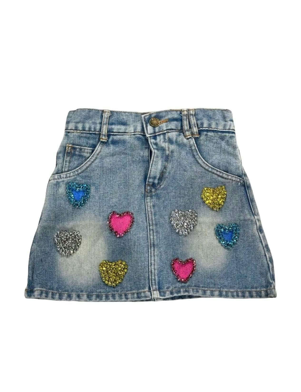 Sparkle Heart Denim Skirt