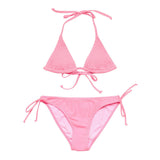 Shirred Halter Neck Tie Front & Bottom Triangle Bikini