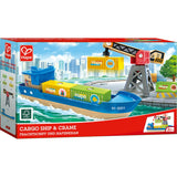 Hape: Cargo Ship & - 6 pc Train Playset