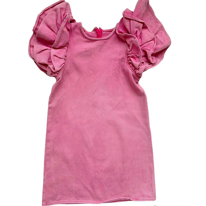 Pink Princess Ruffle Denim Dress