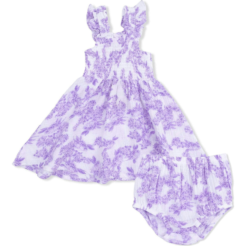 Lilac Floral - Smocked Sundress with Bloomer