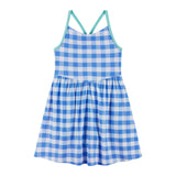 Tween Girls Knit Skort Dress | Blue Gingham