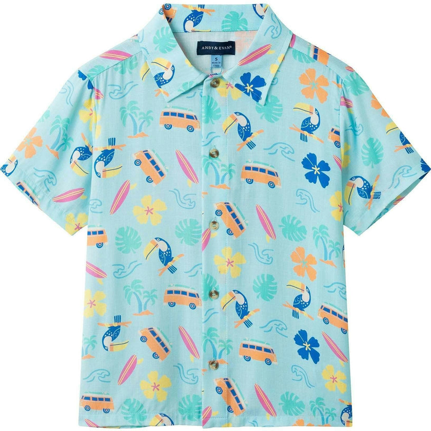Boys Synthetic Viscose Matching Set | Aqua beach